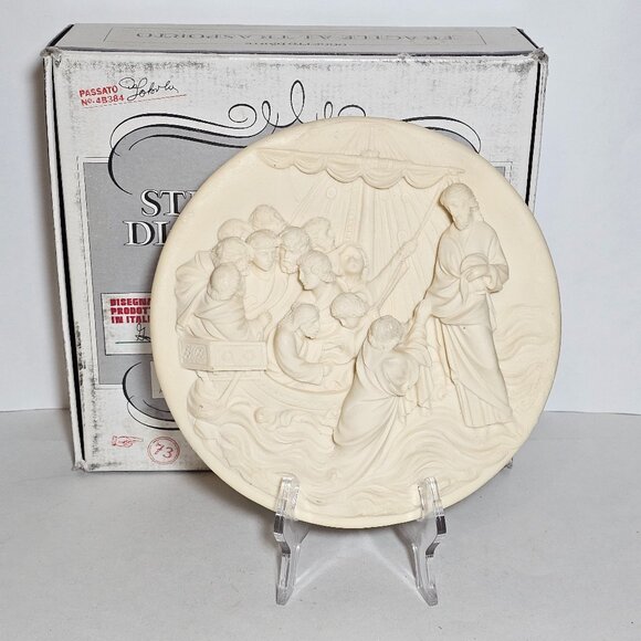 Alberto Santangela “Christ Walks On Water” Alabaster 3D Collector Plate - Picture 1 of 16